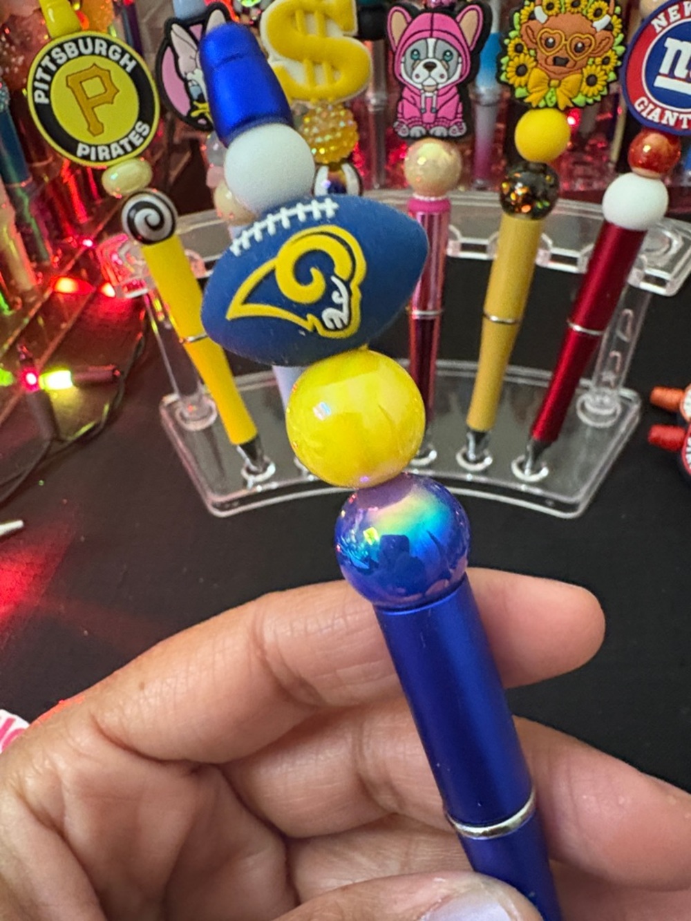 Blue Los Angeles Rams Beaded Pen